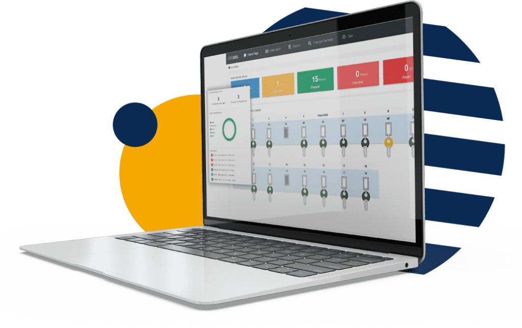 Portal Web de gestão de chaves em um notebook
